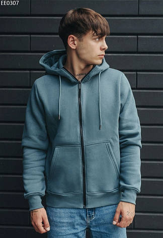 Толстовка мужская осень/зима Staff zip basic blue gray fleece сине- серый EE0307 XS, 44, фото 2