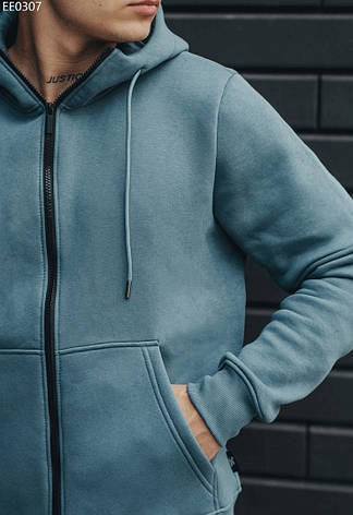 Толстовка мужская осень/зима Staff zip basic blue gray fleece сине- серый EE0307 XS, 44, фото 2