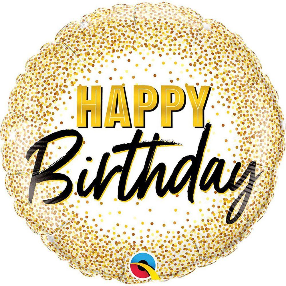 Фольгована куля з гелієм коло 45 см "Happy Birthday"