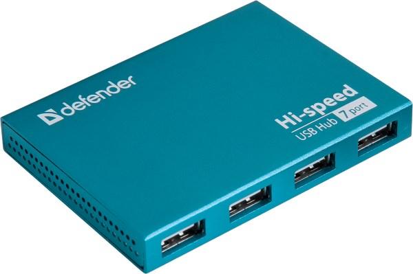 Адаптер Пристрій USB Hub Defender 7xUSB 2.0 SEPTIMA SLIM+Adapter 220v (код 107228)