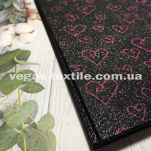 Глітерний фоміран із малюнком серце (товщина 2 мм, 20 на 30 см) Чорний