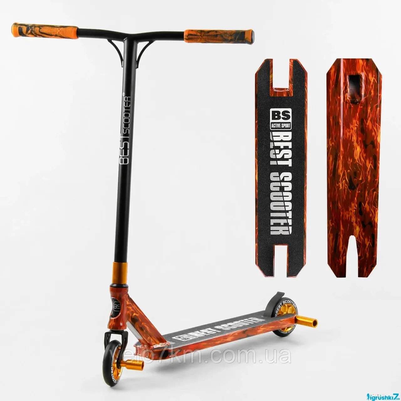Трюковый самокат Best Scooter HIC-система,алюминиевый диск и дека, колеса PU 110мм + 2 пеги, в коробке