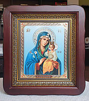 Икона Богородица Неувядаемый цвет в фигурном киоте, размер 20*18см
