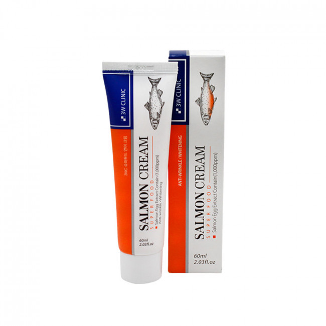 Поживний крем для обличчя з пептидом лосося 3W Clinic Super Food Salmon Cream 60 мл