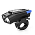 Велосипедний комп'ютер BK-1920 з вело ліхтарем 2 LED Т6 дальній-ближній і дзвінком, синій, фото 2