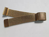 Магнітний браслет для наручних годинників 20 мм, металевий, гладкий, гнучкий, міланська петля, золотого кольору