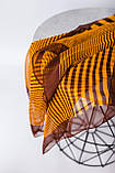 Шарф жіночий з шифону довгий модний в різнокольорову смужку основний колір гірчичний 75*170 см, фото 5