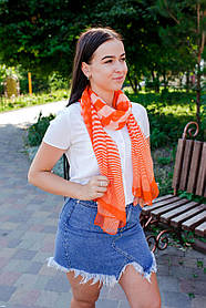 Шарф жіночий з шифону довгий модний з зебровым принтом основний колір помаранчевий 75*170 см