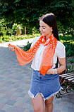 Шарф жіночий з шифону довгий модний з зебровым принтом основний колір помаранчевий 75*170 см, фото 5