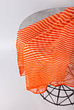 Шарф жіночий з шифону довгий модний з зебровым принтом основний колір помаранчевий 75*170 см, фото 3
