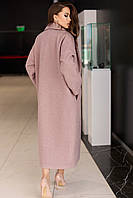 Класичне демісезонне пальто з букле 1784 (42-48р) у кольорах 4865 пудра, фото 3
