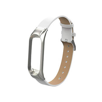 Ремінець для фітнес-браслета Steel-Leather design bracelet for Xiaomi Mi Band 3 Modern White