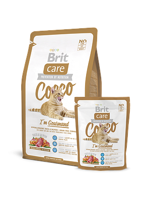 Brit Care Cat CoccoGourmand сухий корм для вибагливих кішок 2 кг контейнер в подарунок АКЦІЯ