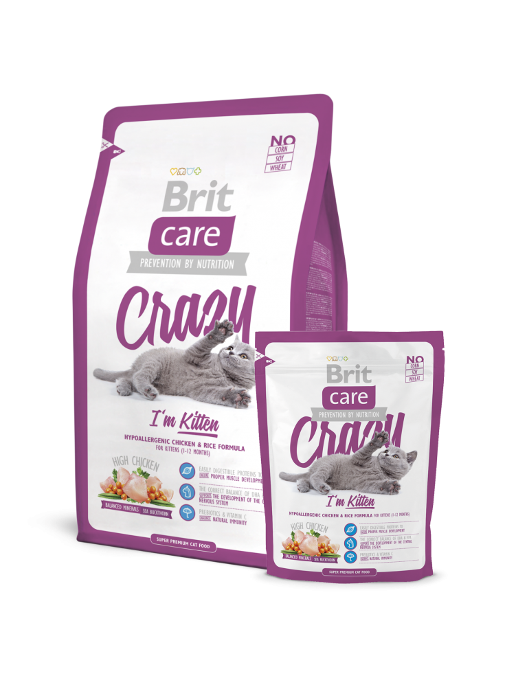 Brit Care Cat Crazy Kitten сухий корм для кошенят 2 кг контейнер в подарунок АКЦІЯ