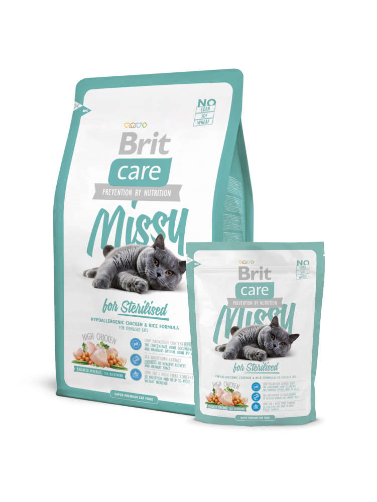 Brit Care Cat Missy Steril сухий корм для стерилізованих кішок 2 кг контейнер АКЦІЯ