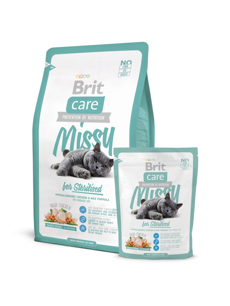 Brit Care Cat Missy Steril сухий корм для стерилізованих кішок 7 кг 2 кг в подарунок АКЦІЯ