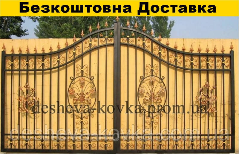Елітні ковані ворота з листочками
