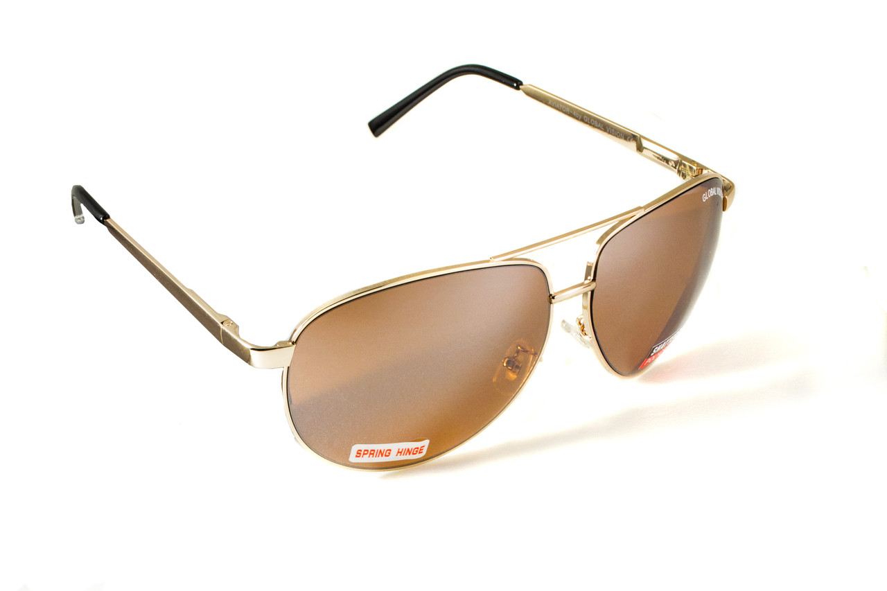 Окуляри захисні відкриті Global Vision AVIATOR-4 (drive mirror) коричневі