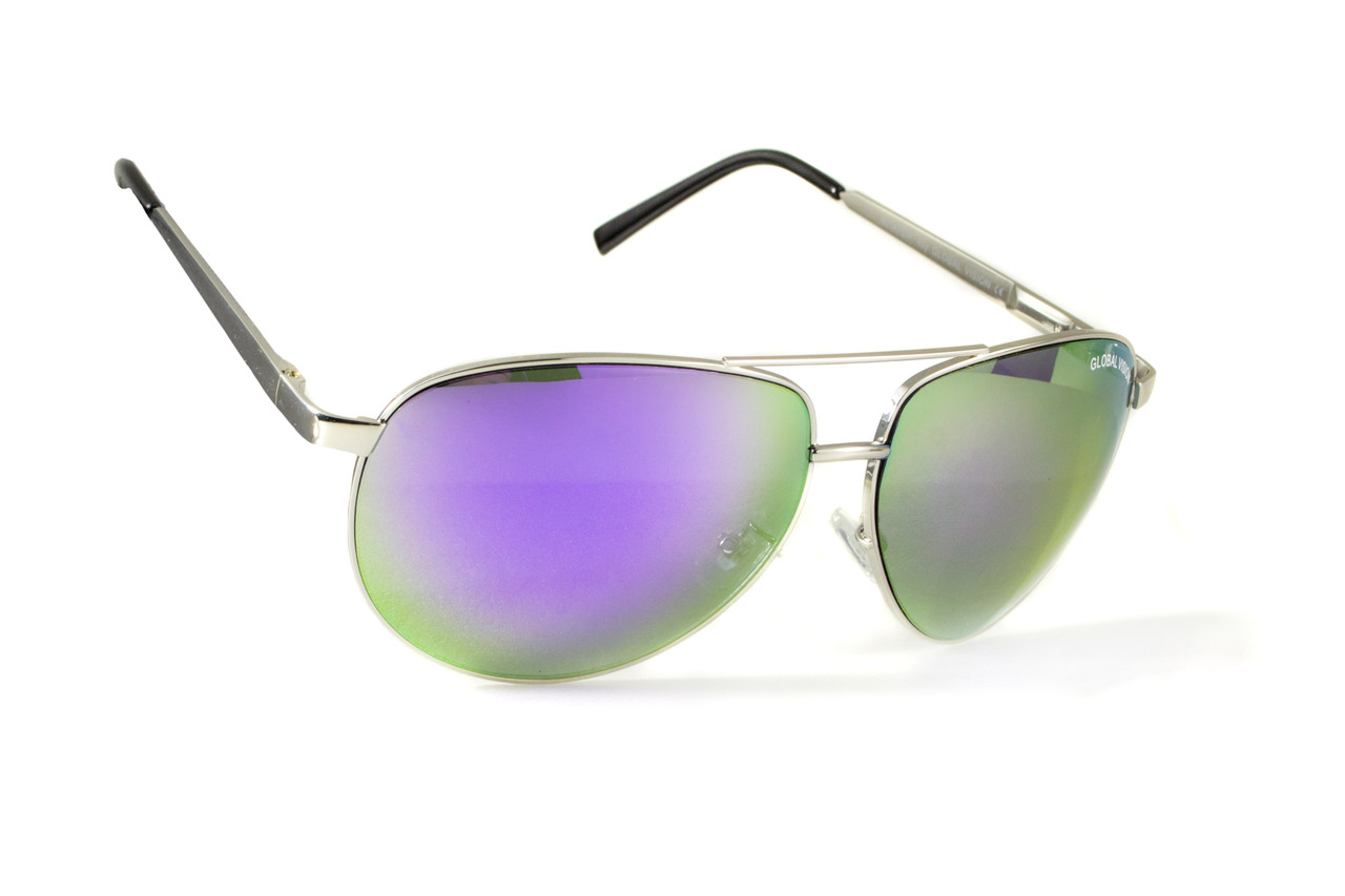 Окуляри захисні відкриті Global Vision AVIATOR-4 (G-Tech™ purple) дзеркальні фіолетові