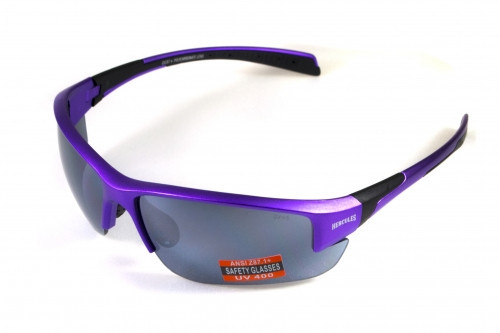 Окуляри захисні відкриті Global Vision HERCULES-7 Purple (mirror silver) дзеркальні сірі