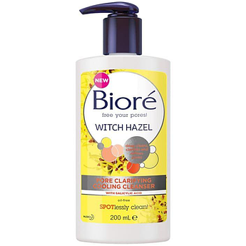 Гель для вмивання з саліциловою кислотою 2% і гамамелісом Biore Witch Hazel Pore Clarifying Face Wash 200 мл