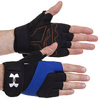 Атлетичні рукавички Under Armour чорно-сині BC-6088, L