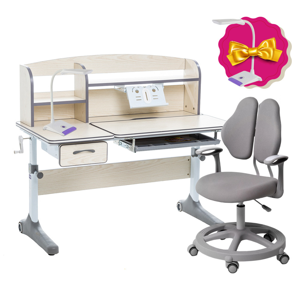 Зростаючий комплект для школярів парта Cubby Ammi Grey + крісло FunDesk Vetta II Grey