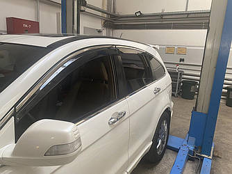 Дефлектори вікон Honda CR-V (2006-2012) з хром молдингом нерж.сталь