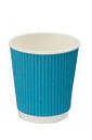 Стакан паперовий гофрований блакитний 450 мл євро крафт білий, фото 3