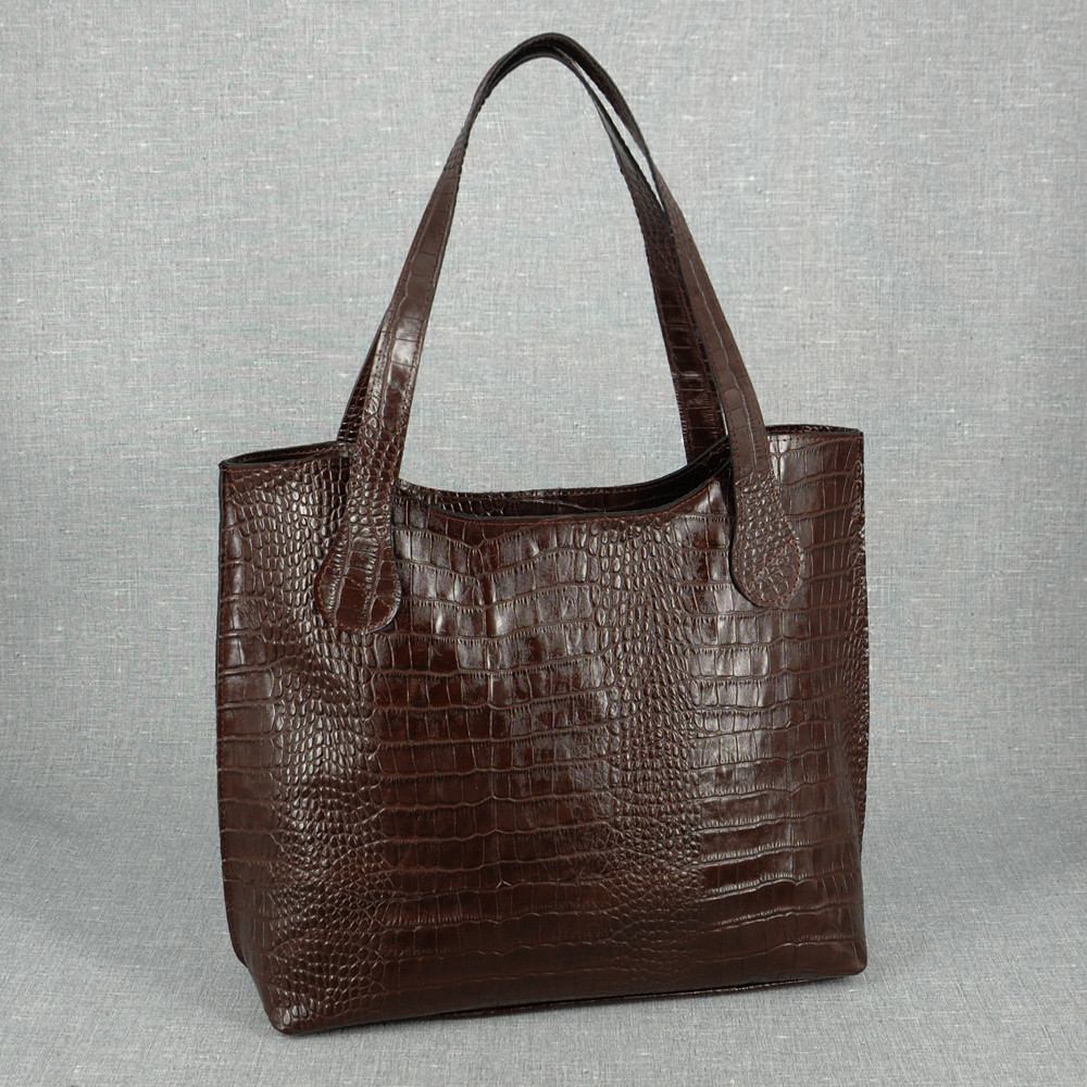 Женская сумка из натуральной кожи 01 коричневый "Кайман" - фото 1 - id-p113690937