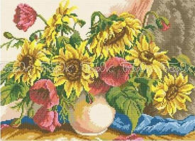 Схема на тканині для вишивки бісером Ваза з соняхами П-111 БісерОк
