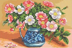 Схема на тканині для вишивки бісером Шипшина у вазі П-110 БісерОк