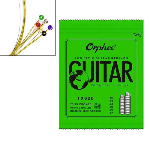 Струни для акустичної гітари 6шт 10-47", 0.25-1.20мм, Orphee TX620