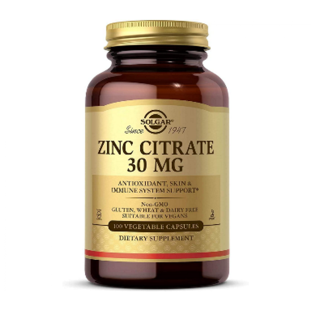 Цинк Solgar Zinc Citrate 30 mg - 100 caps, фото 1