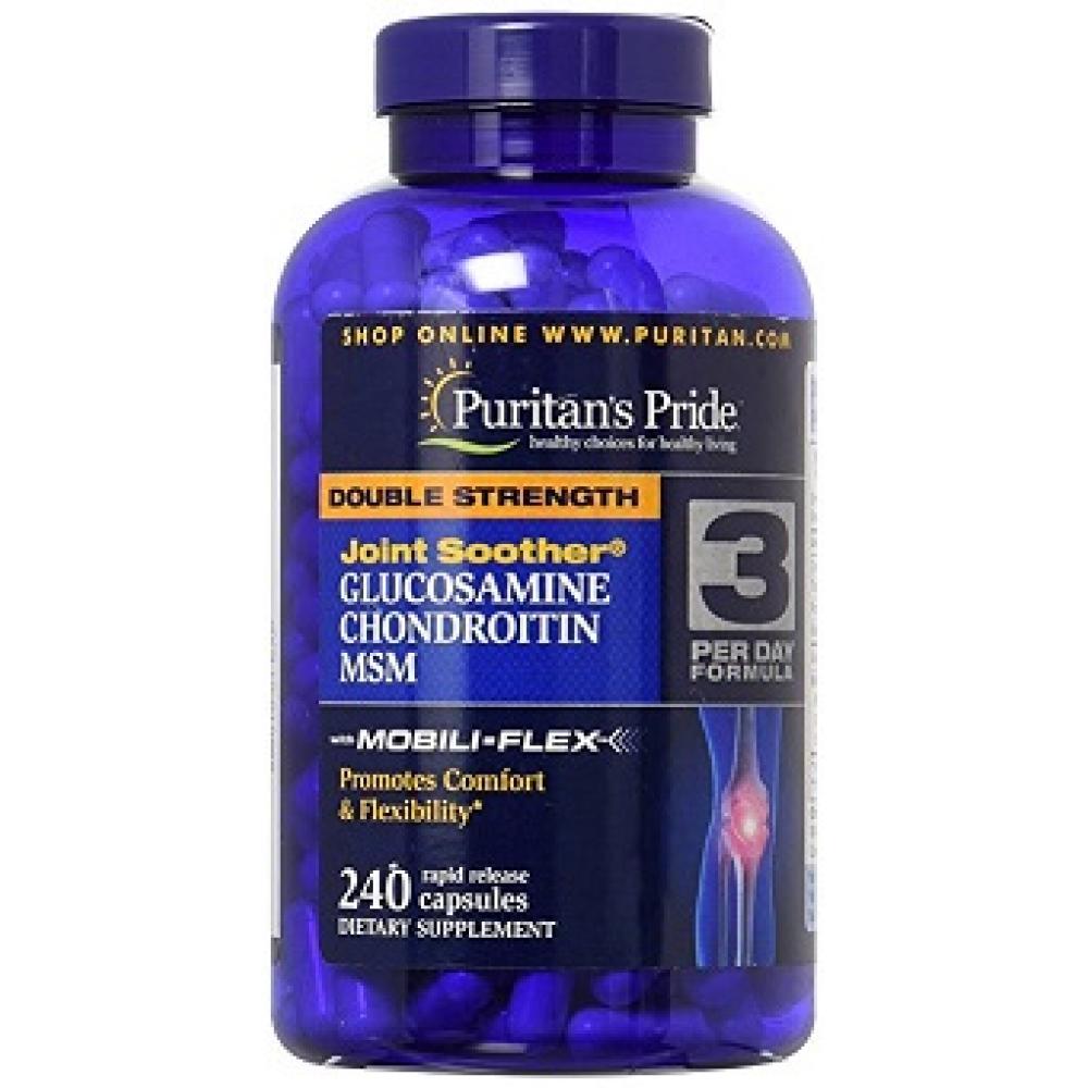 Puritans Pride Glucosamine Chondroitin MSM Double Strength 240 Caplets, фото 1