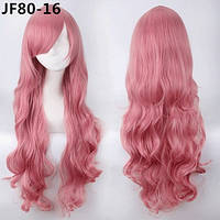 Шикарный Парик 80см длинные волнистые густые волосы Аниме Розовый