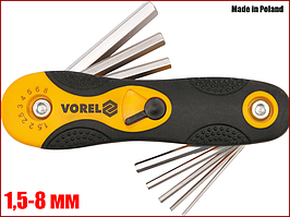 Набір шестигранних складаних ключів HEX 1,5-8 мм Vorel 56506