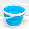 Відро 5 літрів туристичне складне (24х31см) Collapsible Bucket / універсальне кругле відро Синій, фото 7