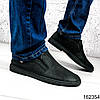 Туфлі чоловічі Alonzo чорні без шнурків з круглим носком нубук еко | Мокасини чоловічі чорні, фото 7