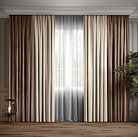 Комплект штор Дабл Бежевий темний з молочним ( 200-94 )