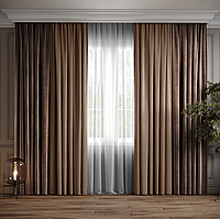 Комплект штор Дабл Бежевий темний з попелясто-коричневим ( 200-193 )