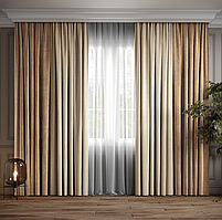 Комплект штор Дабл Бежево-пісочний з бежевим ( 96-250 )