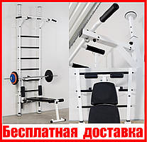 Шведська стінка Tornado Pro White, професійний тренажер для дорослих до 120 кг, кільце для груші