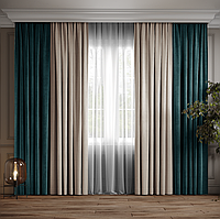 Комплект штор Дабл Бірюза з капучино ( 100-196 )