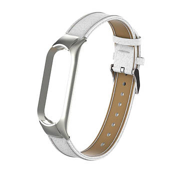 Ремінець для фітнес-браслета Steel-Leather design bracelet for Xiaomi Mi Band 3 Classic White
