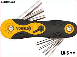 Набір шестигранних складаних ключів HEX 1,5-8 мм Vorel 56506