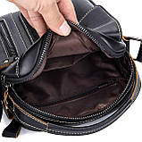 Чоловіча сумка через плече Натуральня шкіра Барсетка Чоловіча шкіряна сумка для документів планшет Чорний, фото 7