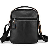Чоловіча сумка через плече Натуральня шкіра Барсетка Чоловіча шкіряна сумка для документів планшет Чорний, фото 4