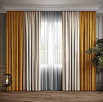 Комплект штор Дабл Жовтий з молочним ( 344-94 )