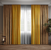 Комплект штор Дабл Жовтий з пісочним ( 344-199 )